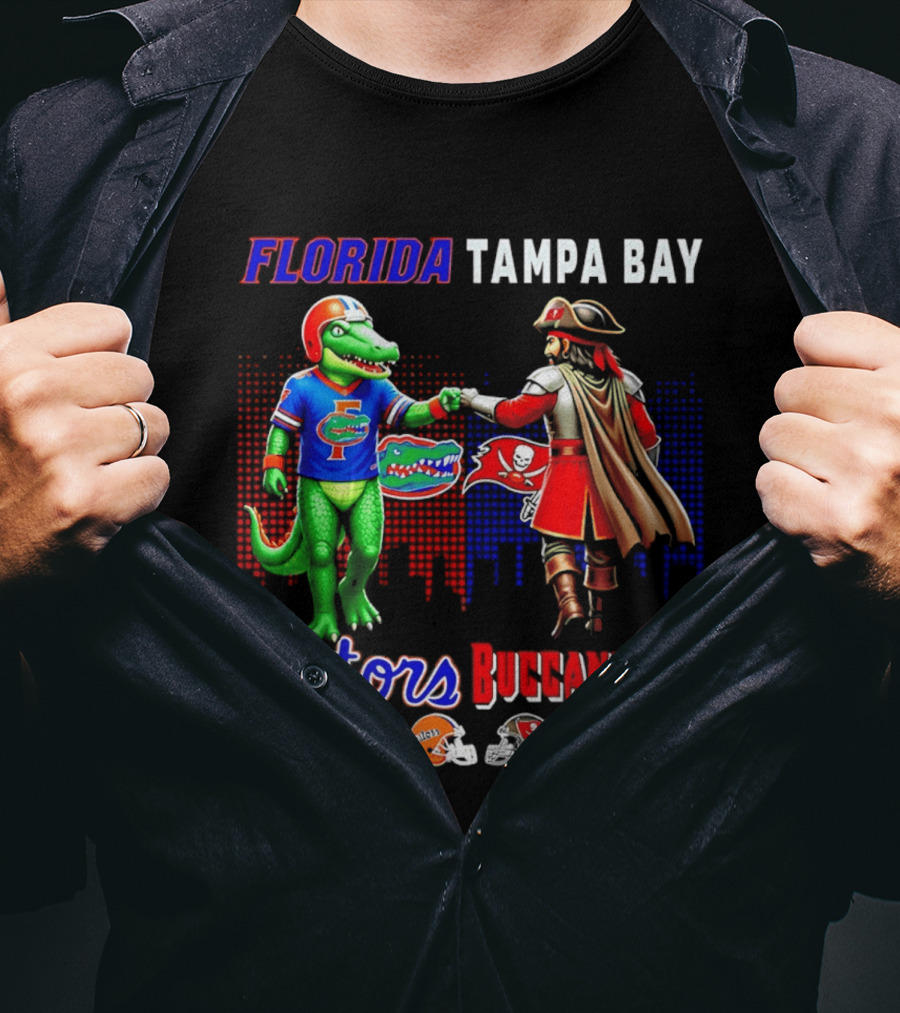 Florida Gators Saturdays Tampa Bay Buccaneers Sundays Fist Bump Skyline T-Shirt