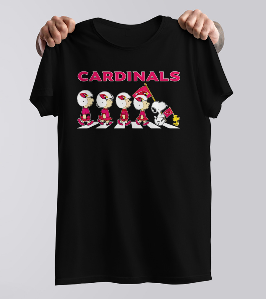 Peanuts X Arizona Cardinals Woodstock Snoopy Football Abbey Road Flag T-Shirt