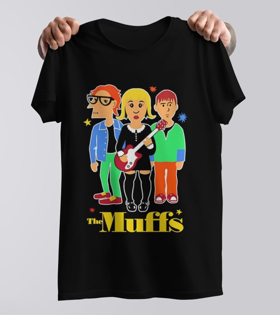 The Muffs Cartoon Characters Ronnie Kim And Roy Playing Guitar T-Shirt