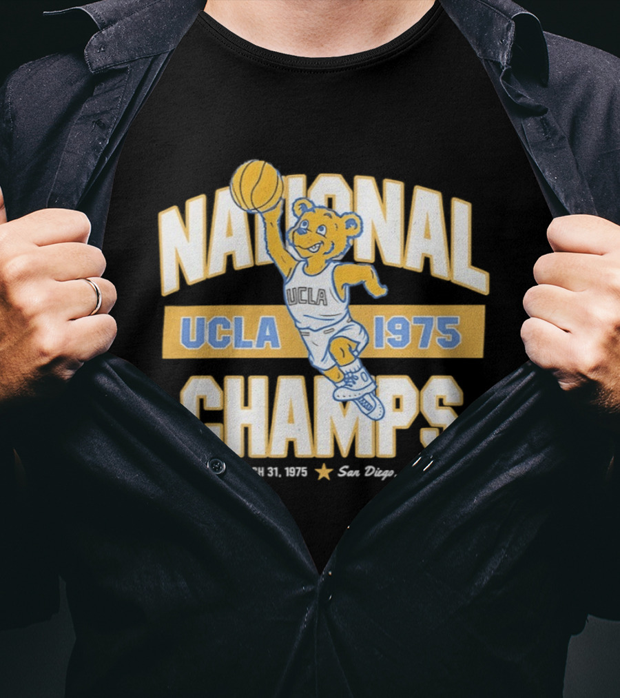 UCLA Bruins National Champs 1975 March 31 San Diego Basketball Bear T-Shirt