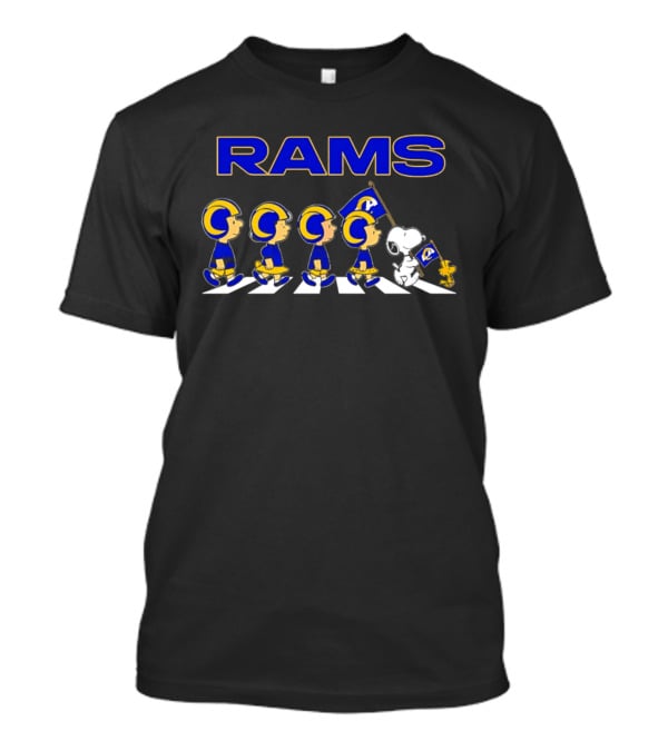 Peanuts Rams Football Flag Cartoon Characters Parade T-Shirt