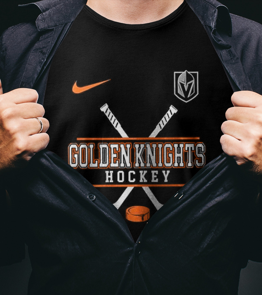 Nike Vegas Golden Knights Hockey Crossed Sticks T-Shirt