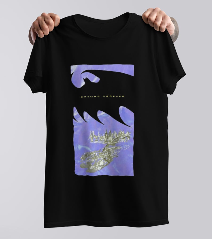 Photos Of A Batman Forever Gotham City Skyline Batmobile T-Shirt