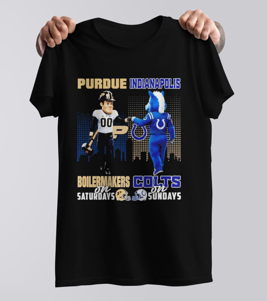 Purdue Boilermakers Saturdays Indianapolis Colts Sundays Skyline T-Shirt