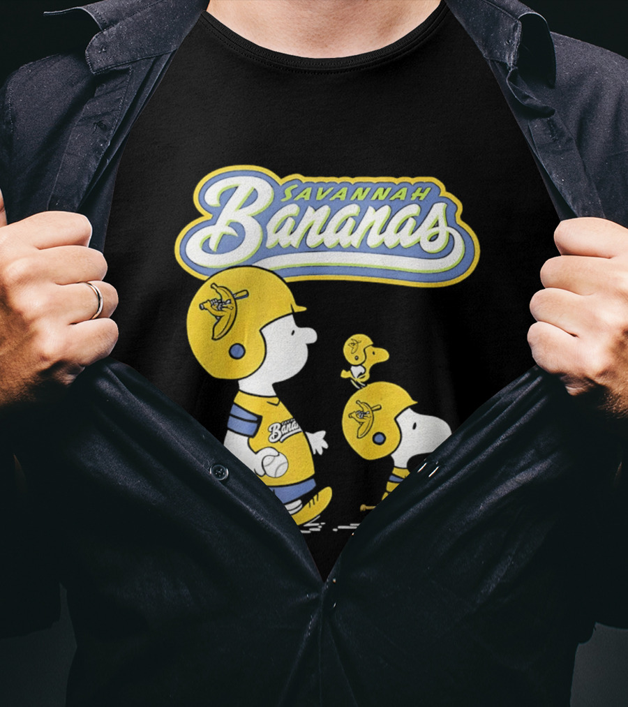 Savannah Bananas Snoopy Peanuts Baseball Player Helmet Bat T-Shirt