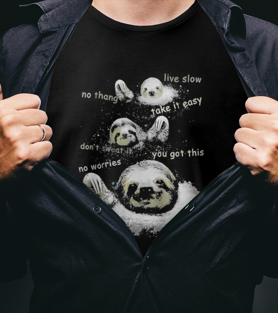 Sloth No Thang Live Slow Take It Easy Don’t Sweat It You Got This No Worries T-Shirt