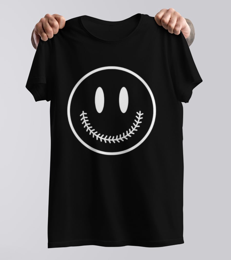 Baseball Stitch Smiley Face T-Shirt