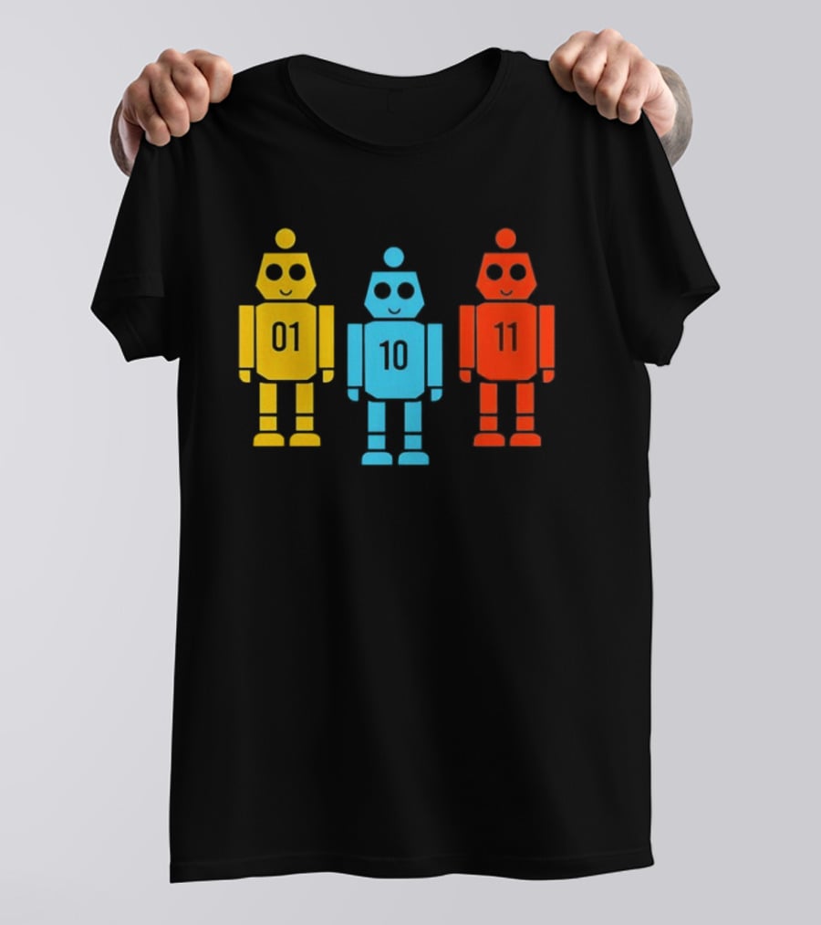 Robot 01 10 11 Trio Colorful Robot T-Shirt