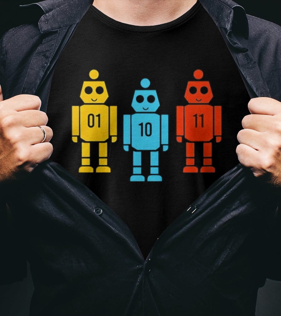 Robot 01 10 11 Trio Colorful Robot T-Shirt