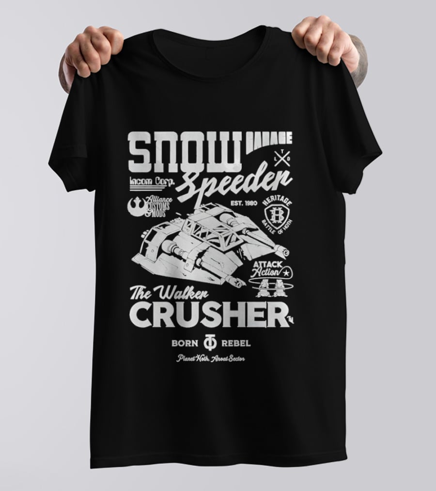 Snow Speeder Garage Walker Crusher Planet Hoth Anoat Sector Rebel Attack Squadron T-Shirt