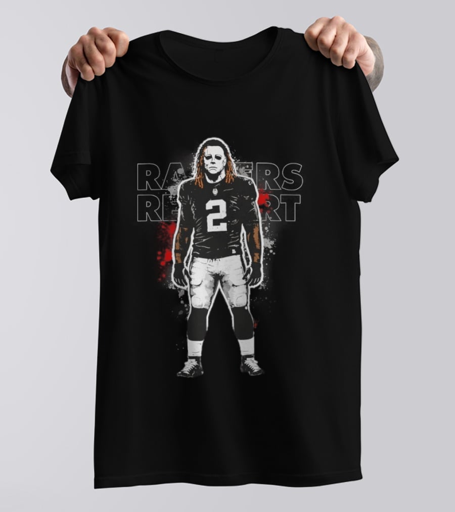 Las Vegas Raiders Michael Myers Number 2 Standing On Business Halloween Football Fan T-Shirt