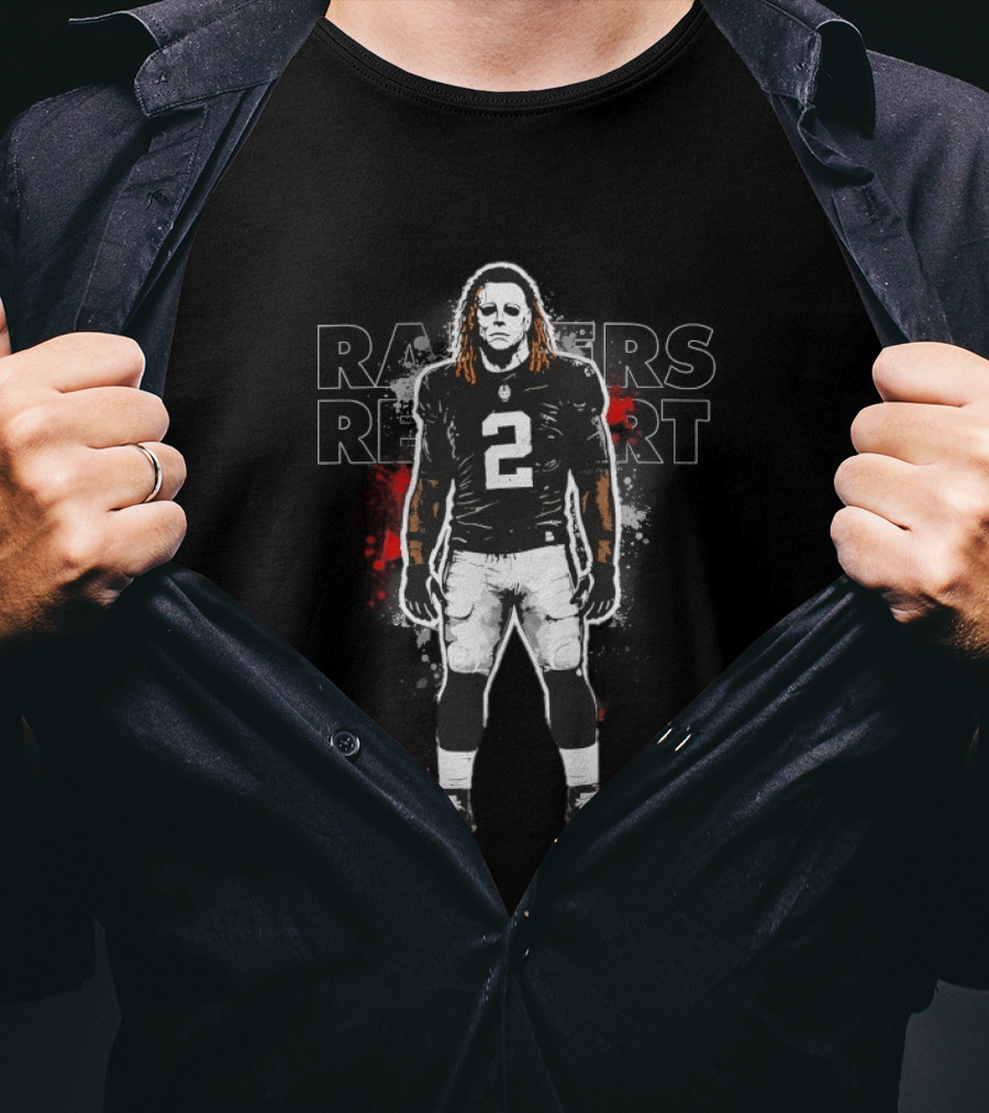Las Vegas Raiders Michael Myers Number 2 Standing On Business Halloween Football Fan T-Shirt