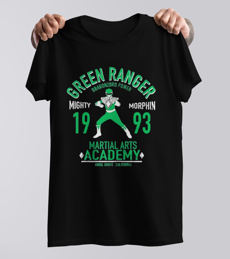 Green Ranger Dragonzord Power Mighty Morphin 1993 Martial Arts Academy Angel Grove California T-Shirt
