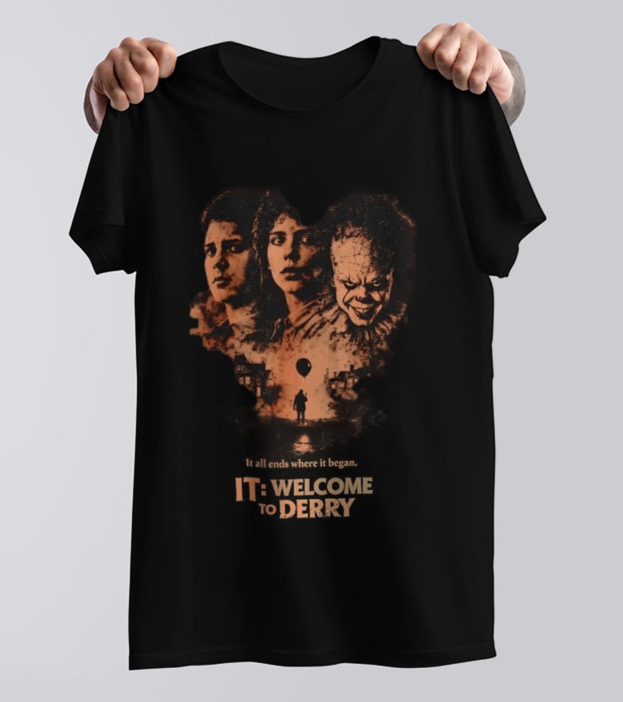 It All Ends Where It Began Welcome To Derry Floating Balloon And Eerie Town T-Shirt