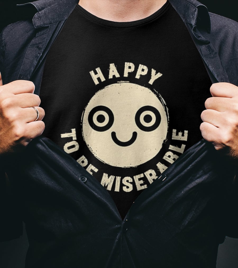 Miserably Happy Smiley Face Circular T-Shirt