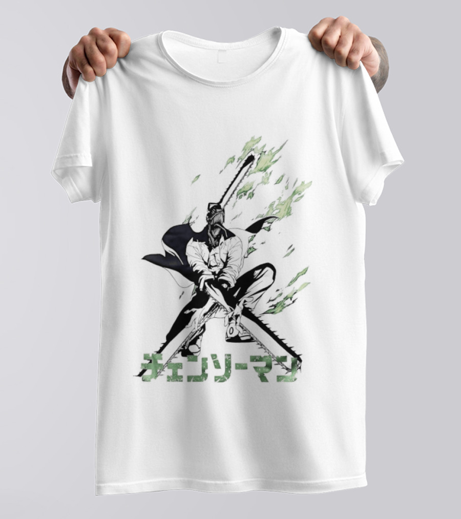 Chainsaw Man Katana Duel Anime Flames Japanese T-Shirt