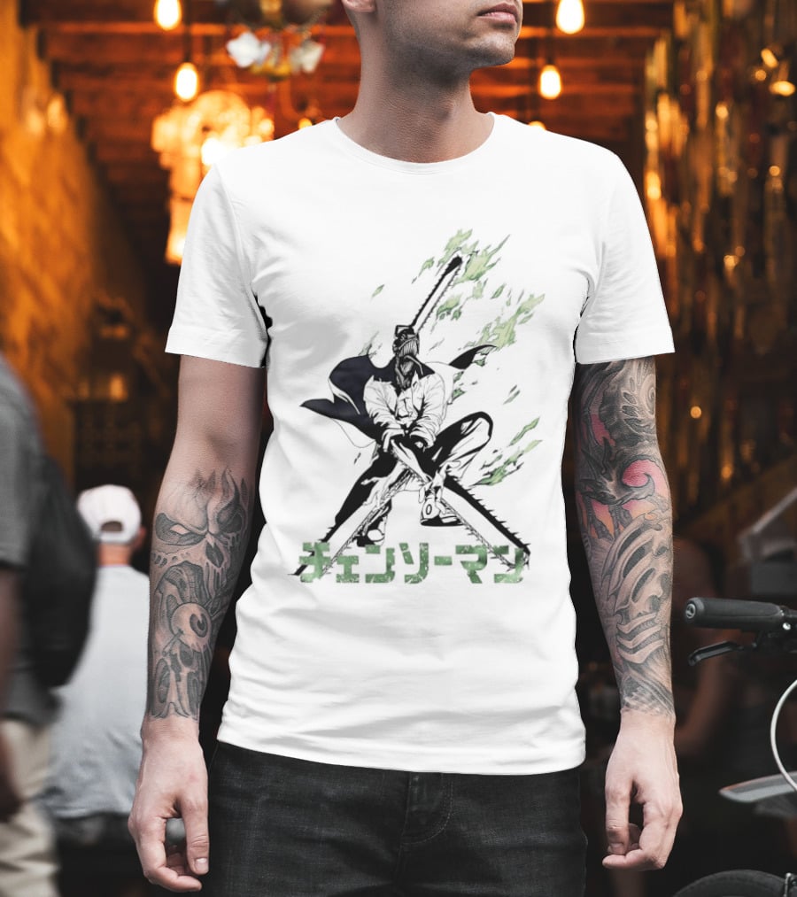 Chainsaw Man Katana Duel Anime Flames Japanese T-Shirt