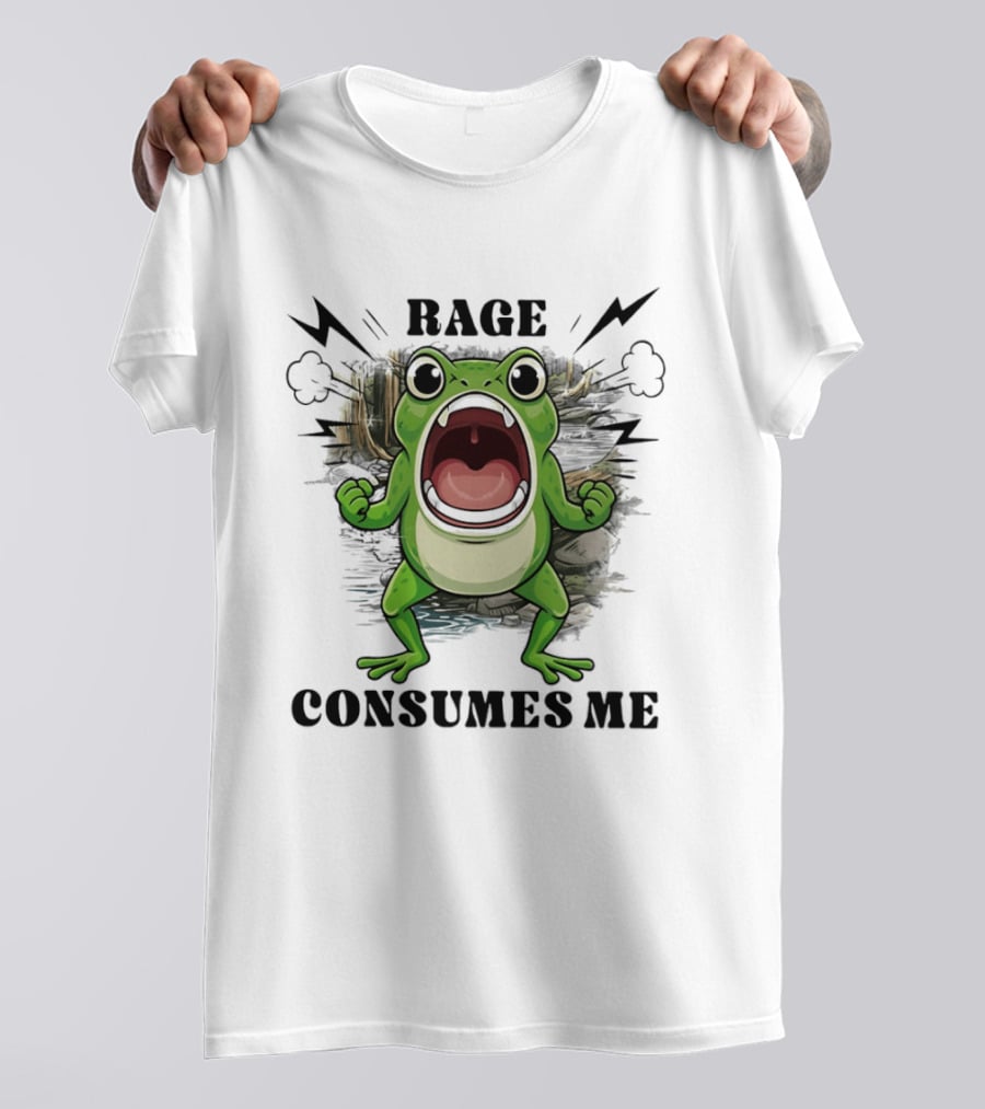 Rage Consumes Me Grumpy Frog Scream Meme T-Shirt