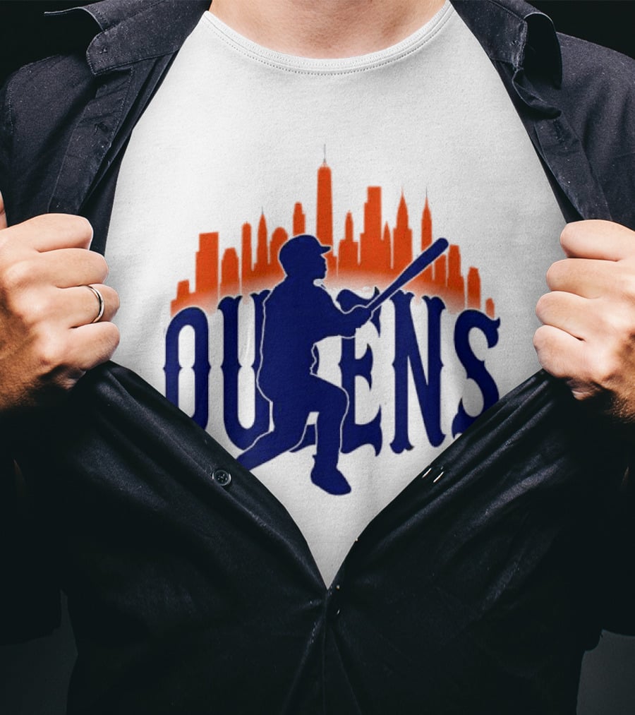 New York Mets Queens Baseball Skyline MLB T-Shirt