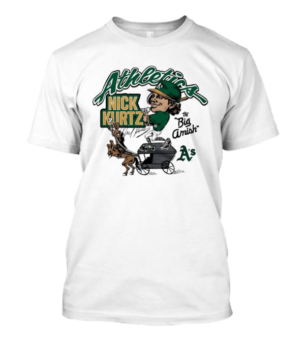 Nick Kurtz 16 Athletics Baseball The Big Amish Cartoon AS T-Shirt