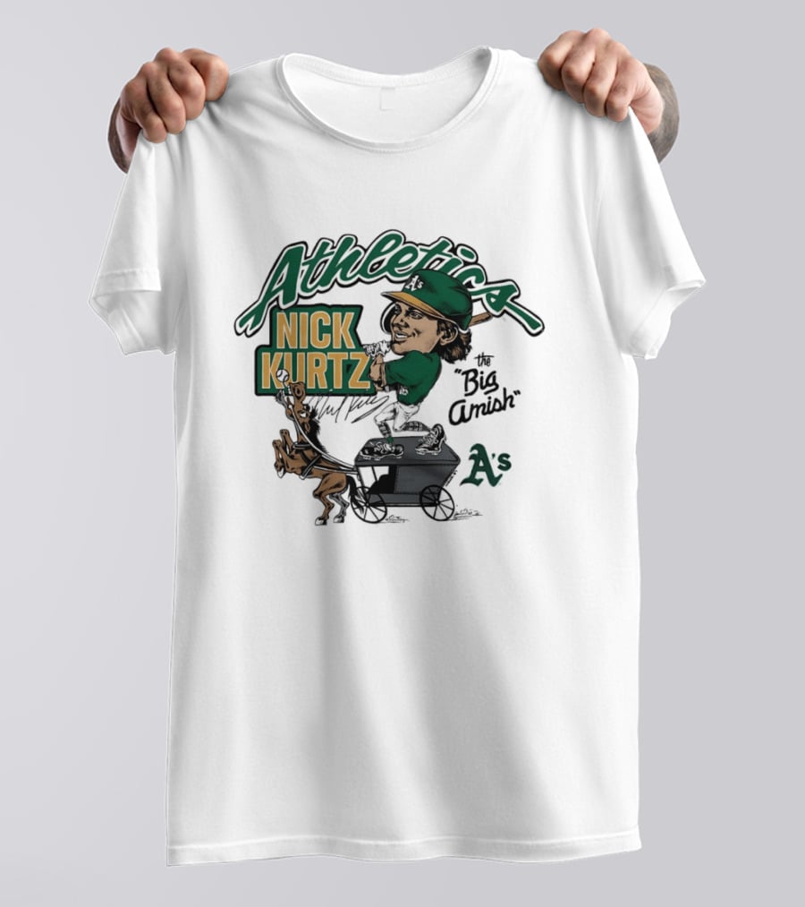 Nick Kurtz 16 Athletics Baseball The Big Amish Cartoon AS T-Shirt