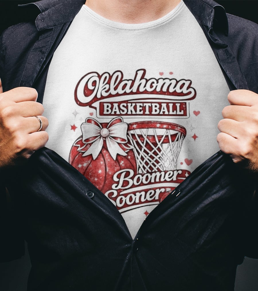 Oklahoma Basketball Boomer Sooner Holiday Bow Basketball Hoop T-Shirt