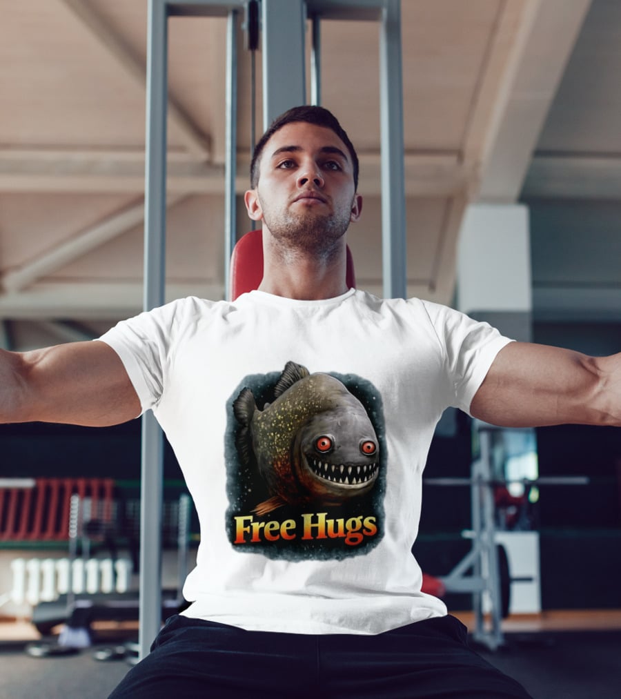 Piranha Free Hugs Creepy Fish Joke T-Shirt