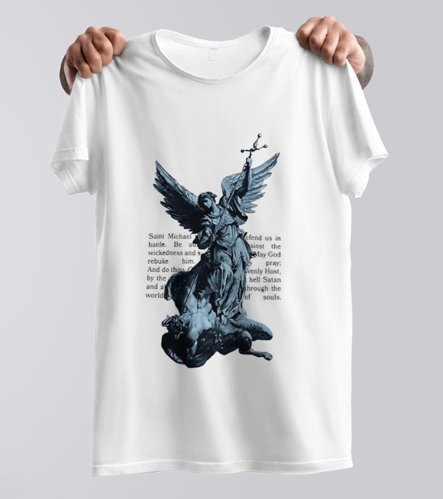 Saint Michael Overcoming Satan With Sword And Wings T-Shirt