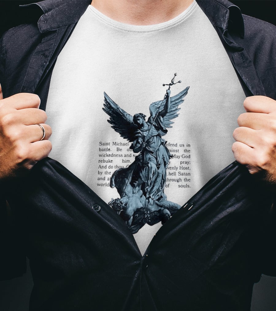 Saint Michael Overcoming Satan With Sword And Wings T-Shirt