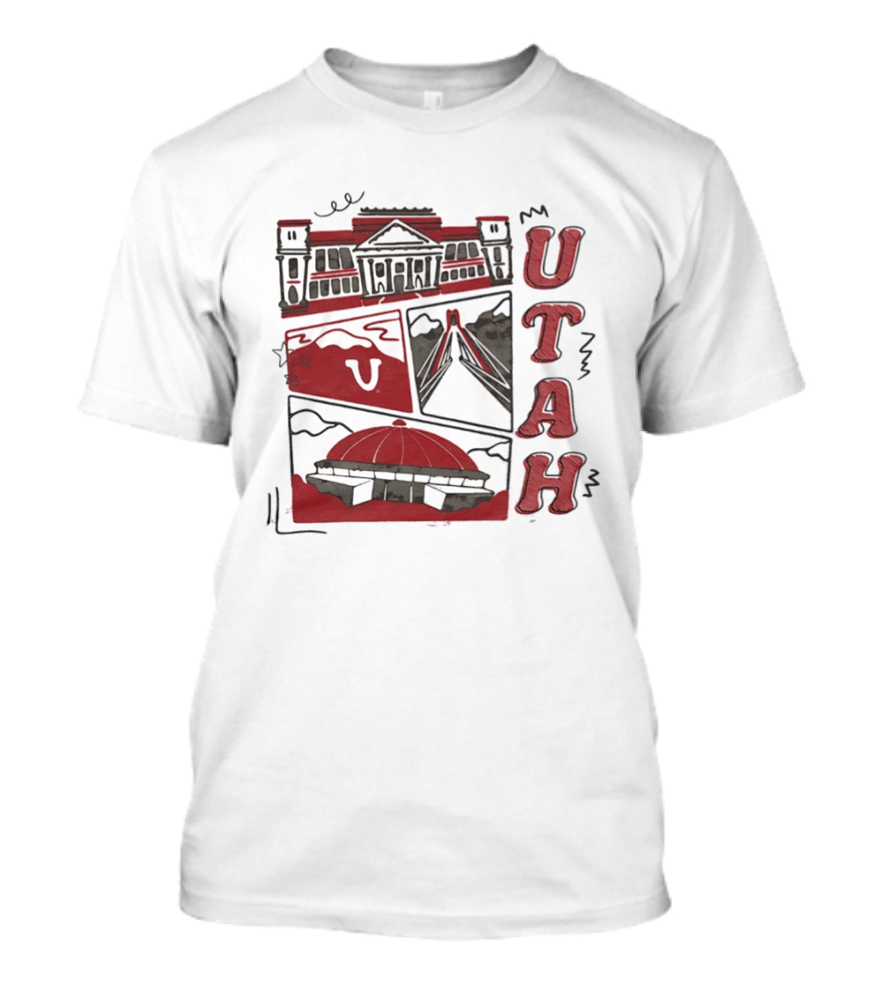 Utah Utes Campus Landmarks Huntsman Center Graphic Red T-Shirt