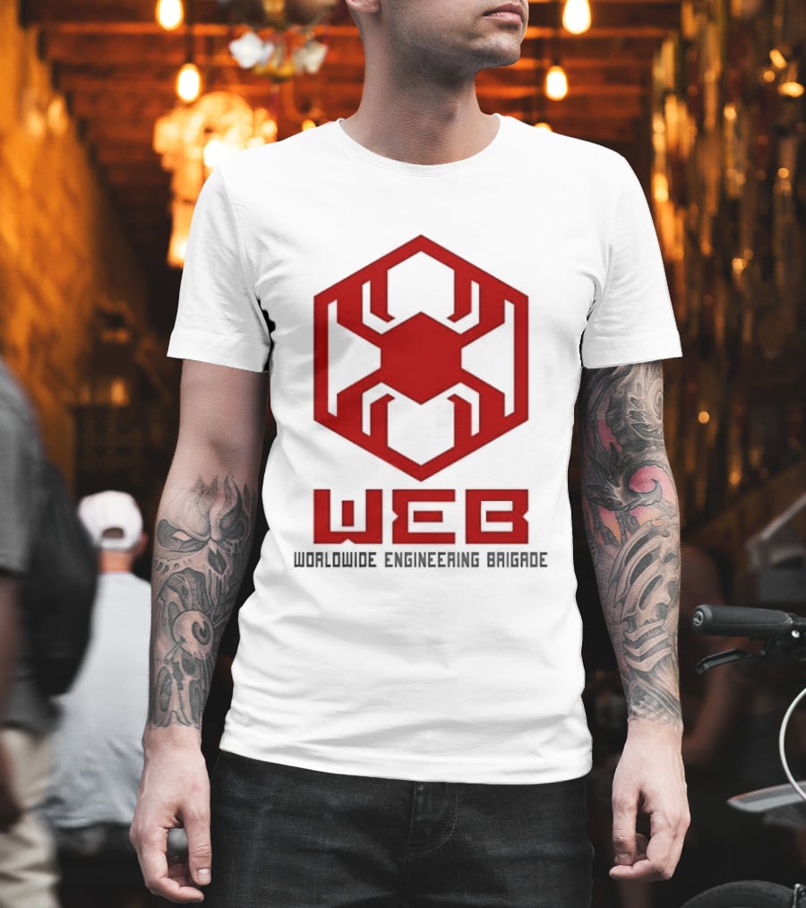 WEB Worldwide Engineering Brigade Red Spider Hexagon T-Shirt