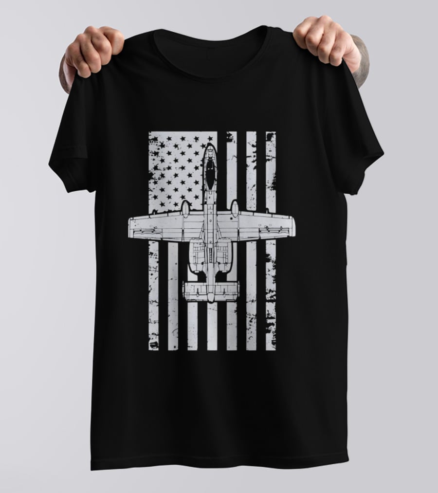 A 10 Warthog American Flag Distressed T-Shirt