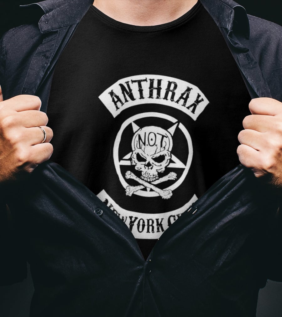 Anthrax Skull New York City NOT Logo Biker T-Shirt