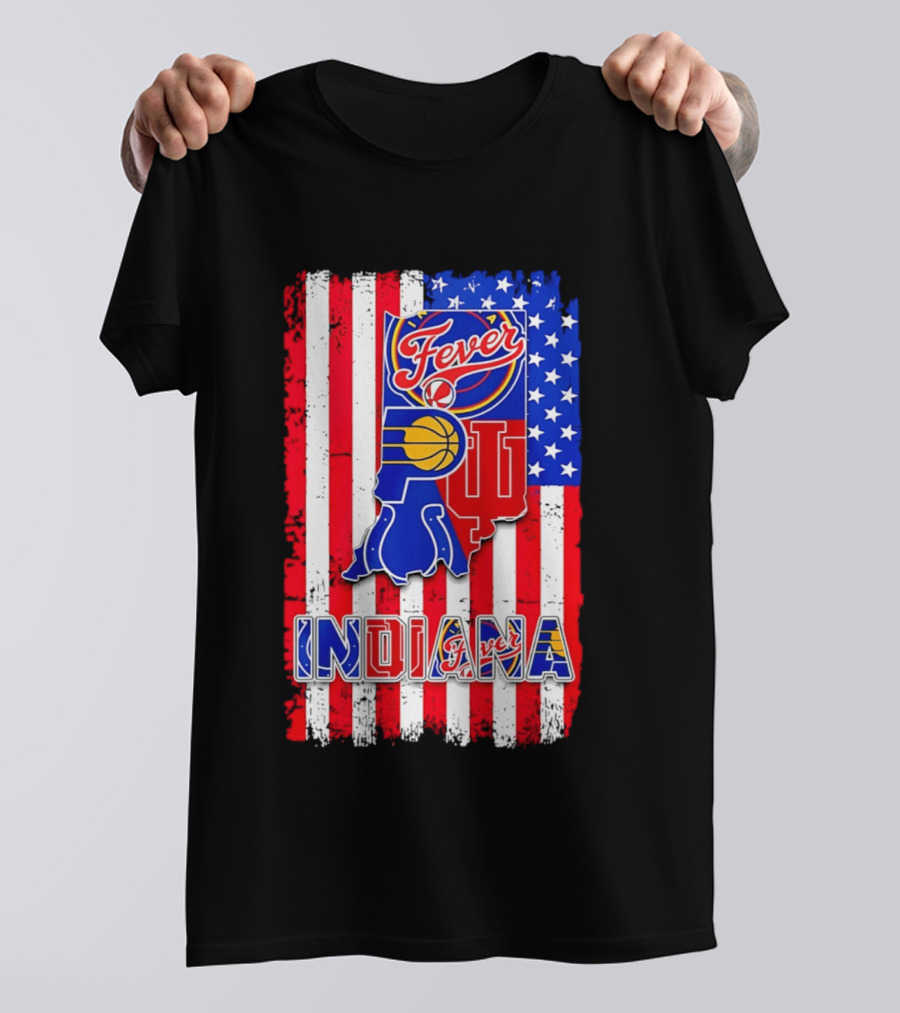 Indiana Fever Pacers Hoosiers American Flag T-Shirt