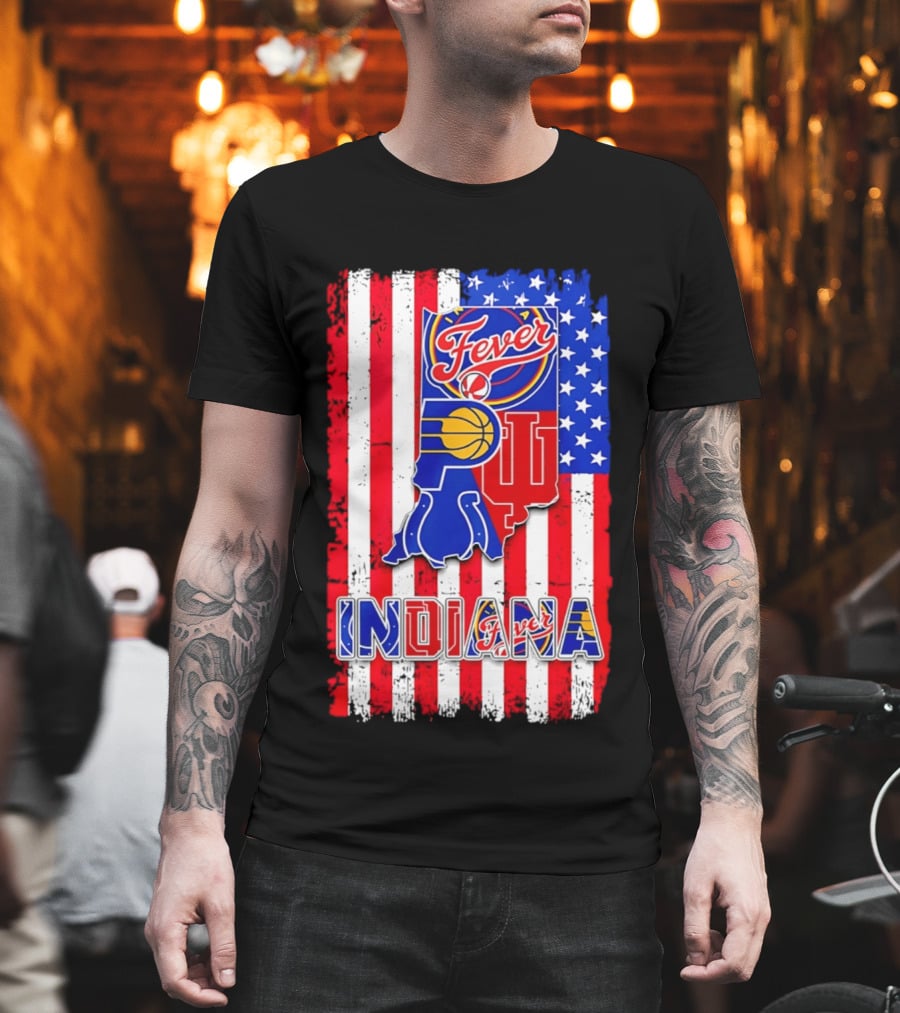 Indiana Fever Pacers Hoosiers American Flag T-Shirt