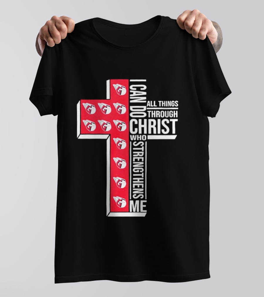 Cleveland Guardians I Can Do All Things Through Christ Cross T-Shirt