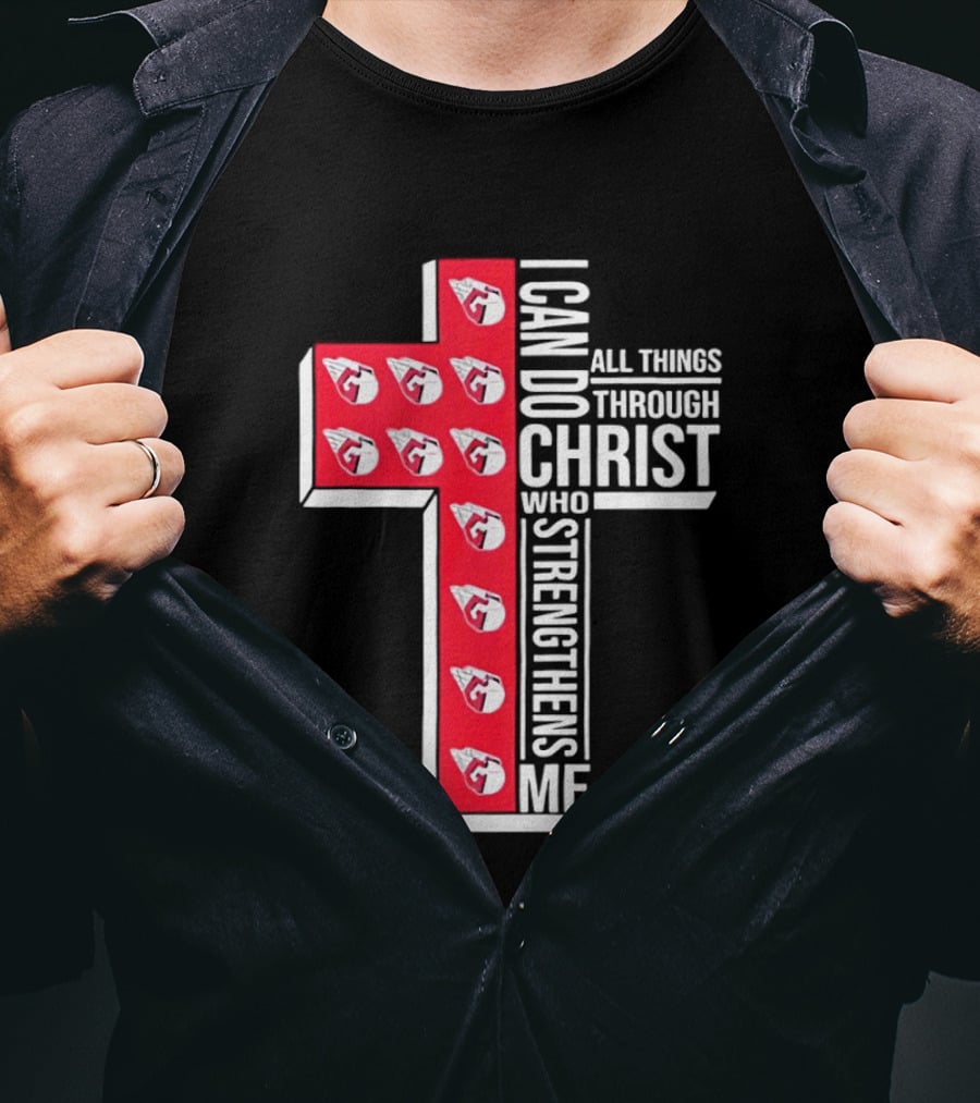 Cleveland Guardians I Can Do All Things Through Christ Cross T-Shirt