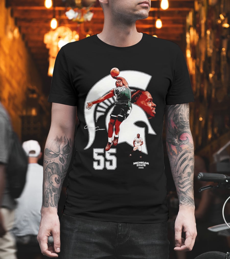 Coen Carr 55 Dunking Michigan State Spartan Basketball Player T-Shirt