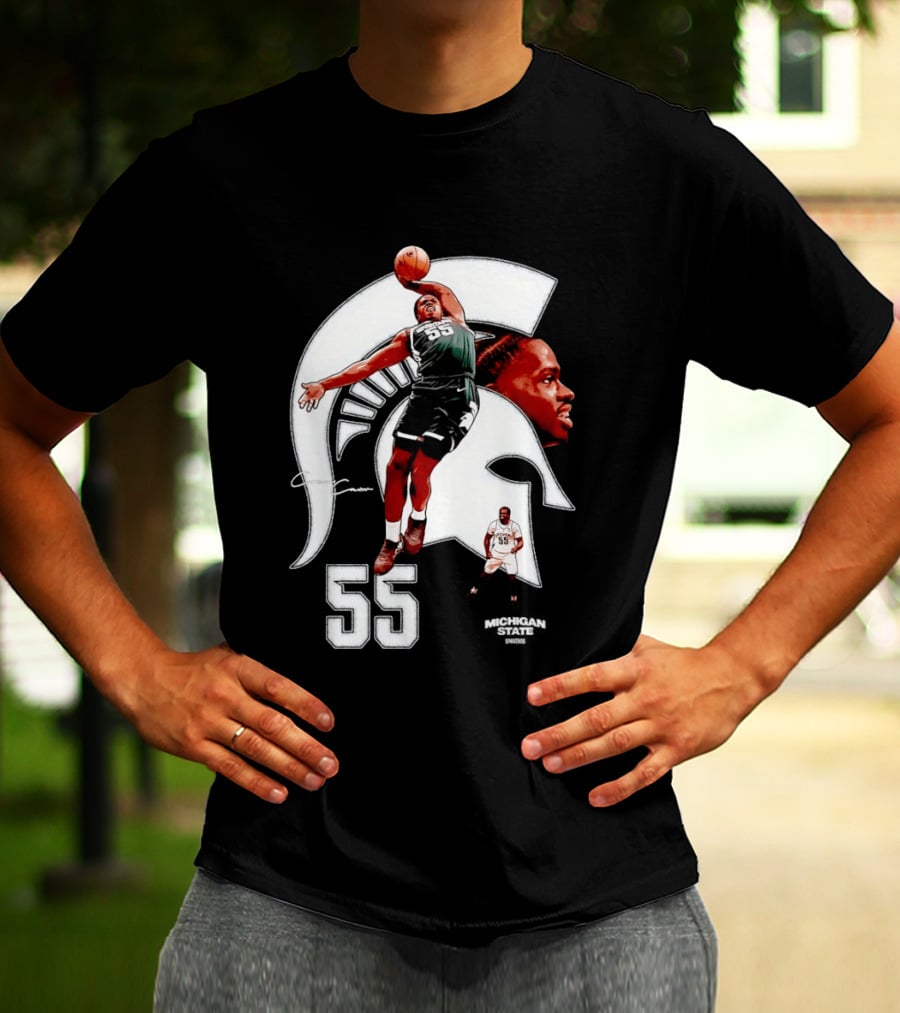 Coen Carr 55 Dunking Michigan State Spartan Basketball Player T-Shirt