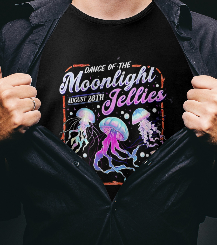 Dance Of The Moonlight Jellies August 28th Event Night Light Ocean Celebration T-Shirt