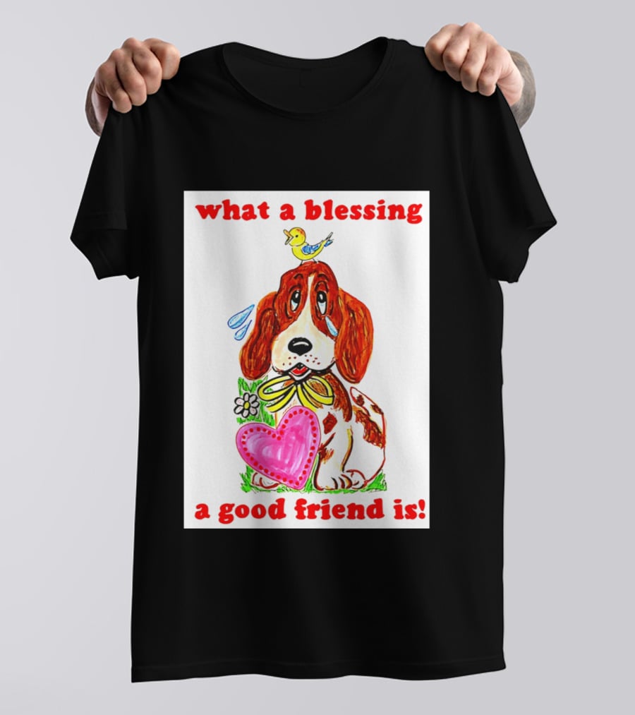 What A Blessing A Good Friend Is Dog And Bird Cartoon T-Shirt