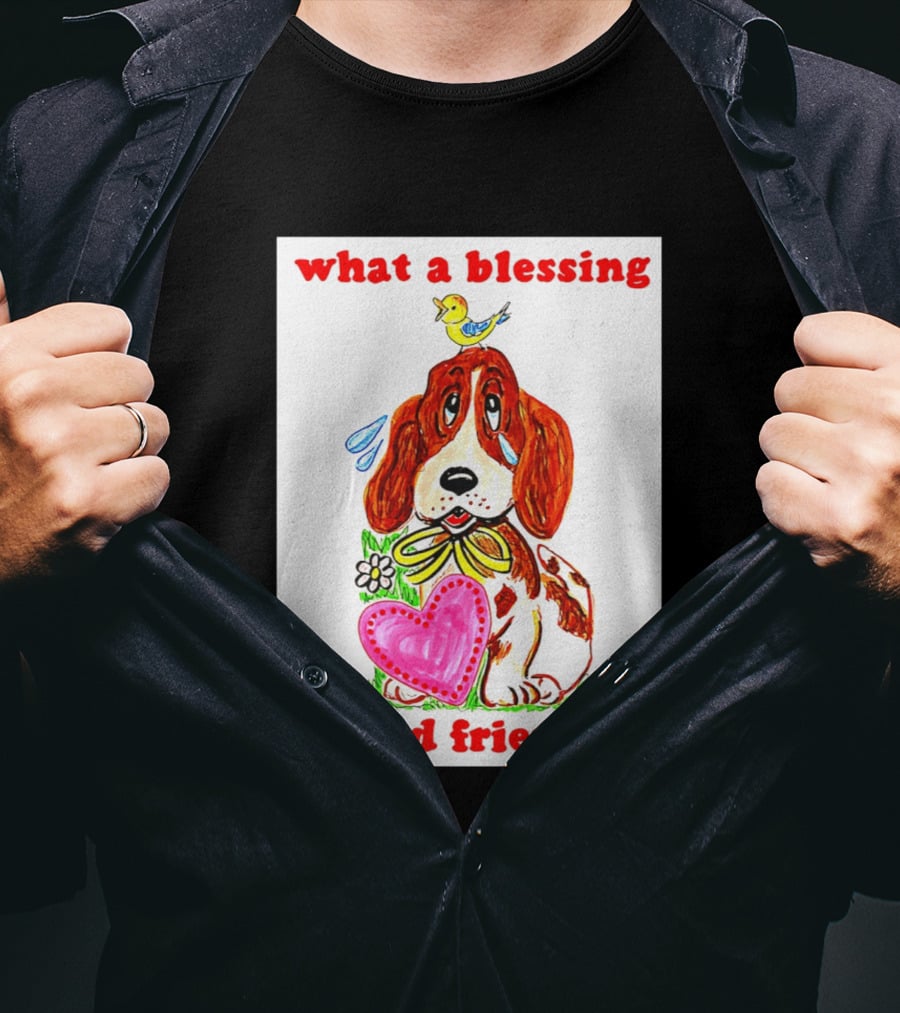 What A Blessing A Good Friend Is Dog And Bird Cartoon T-Shirt