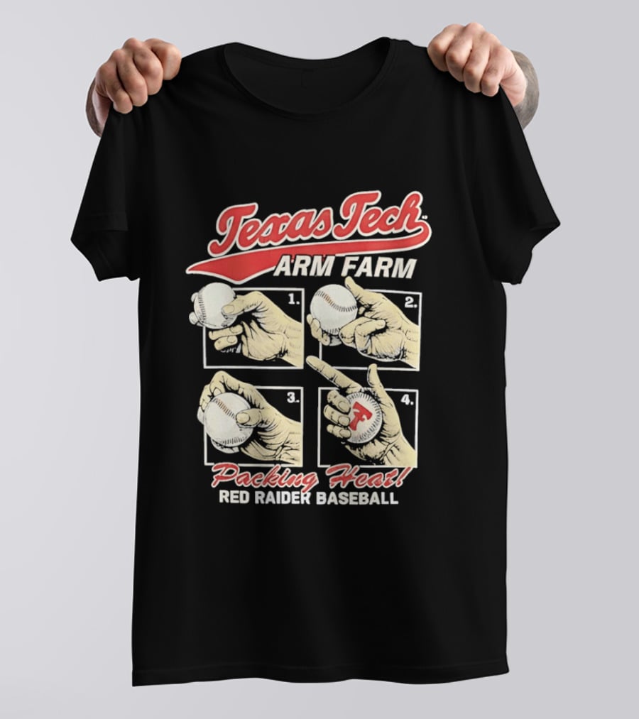 Texas Tech Arm Farm Packing Heat Red Raider Baseball T-Shirt