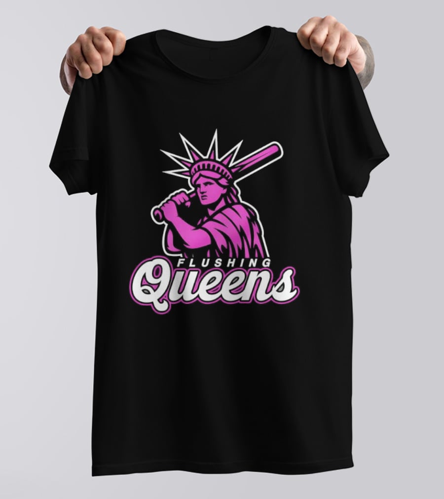 Flushing Queens Statue Of Liberty Baseball Bat Icon Mets T-Shirt