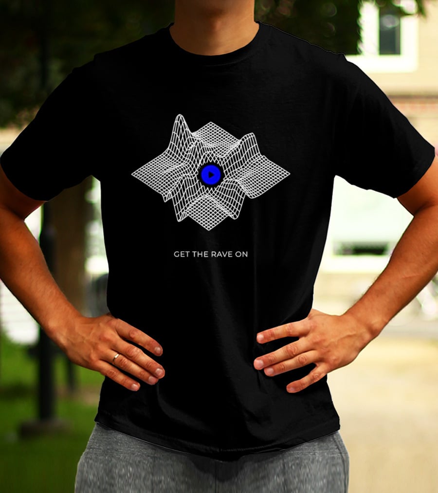 Get The Rave On Waveform Blue Center T-Shirt