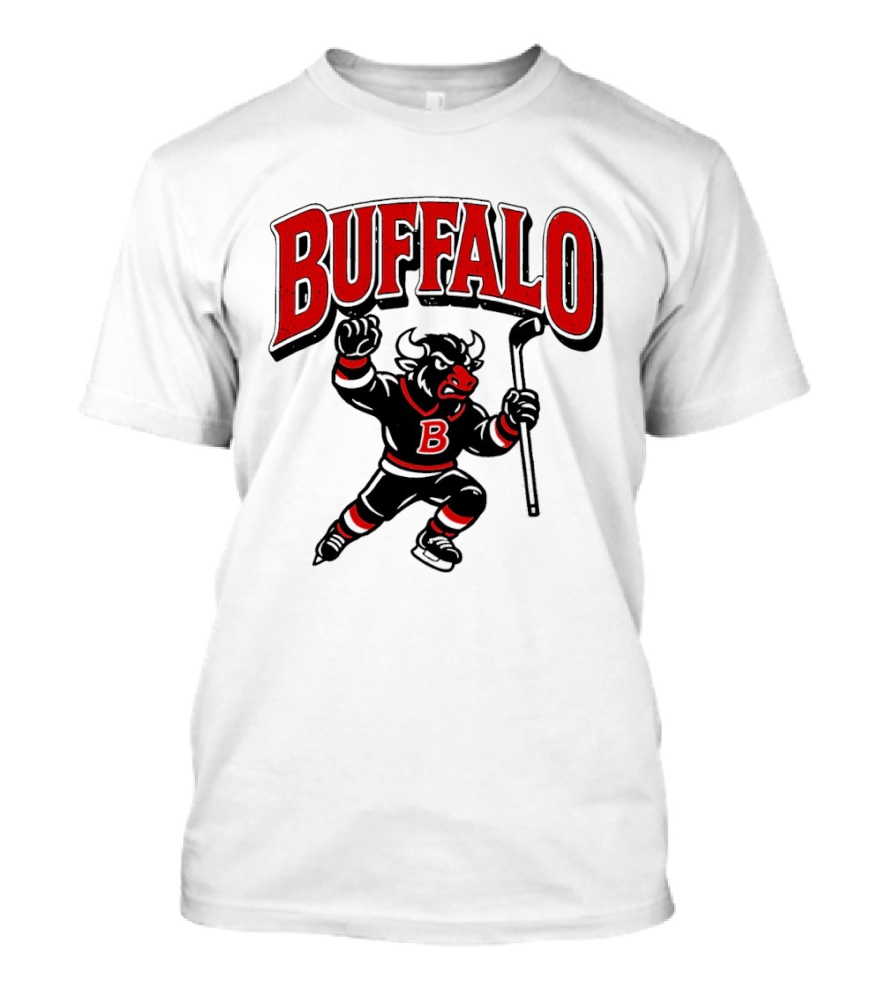 Buffalo Sabres Hockey Bull Holding Stick Retro Sports Team T-Shirt