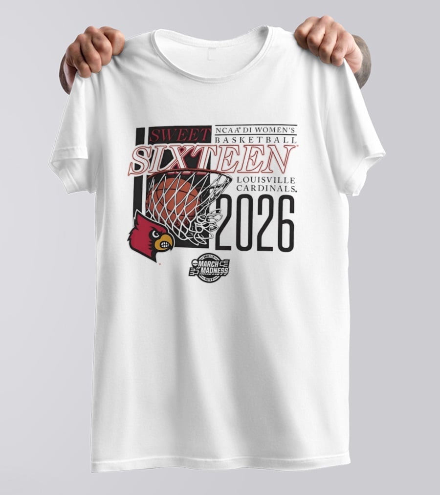 Sweet Sixteen 2026 NCAA DI Women's Basketball Louisville Cardinals College Bounders T-Shirt