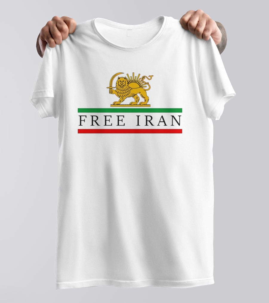 Free Iran Persian Lion And Sun Icon With Green Red Bars T-Shirt