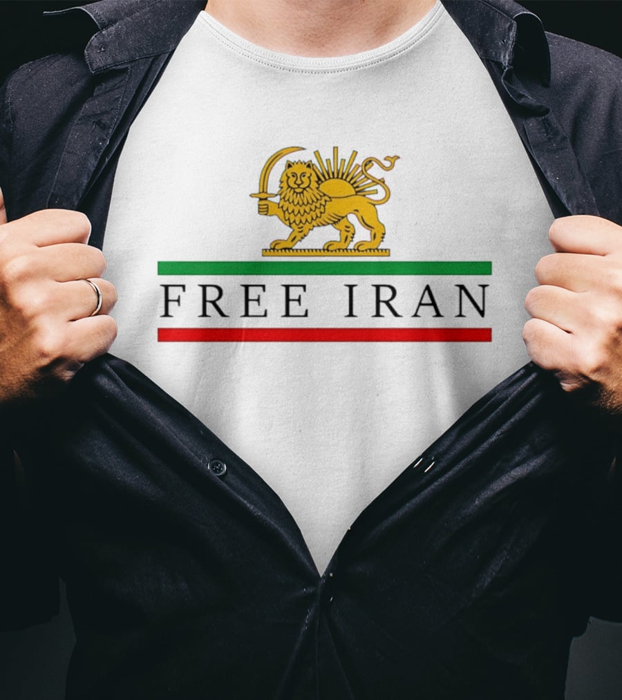 Free Iran Persian Lion And Sun Icon With Green Red Bars T-Shirt