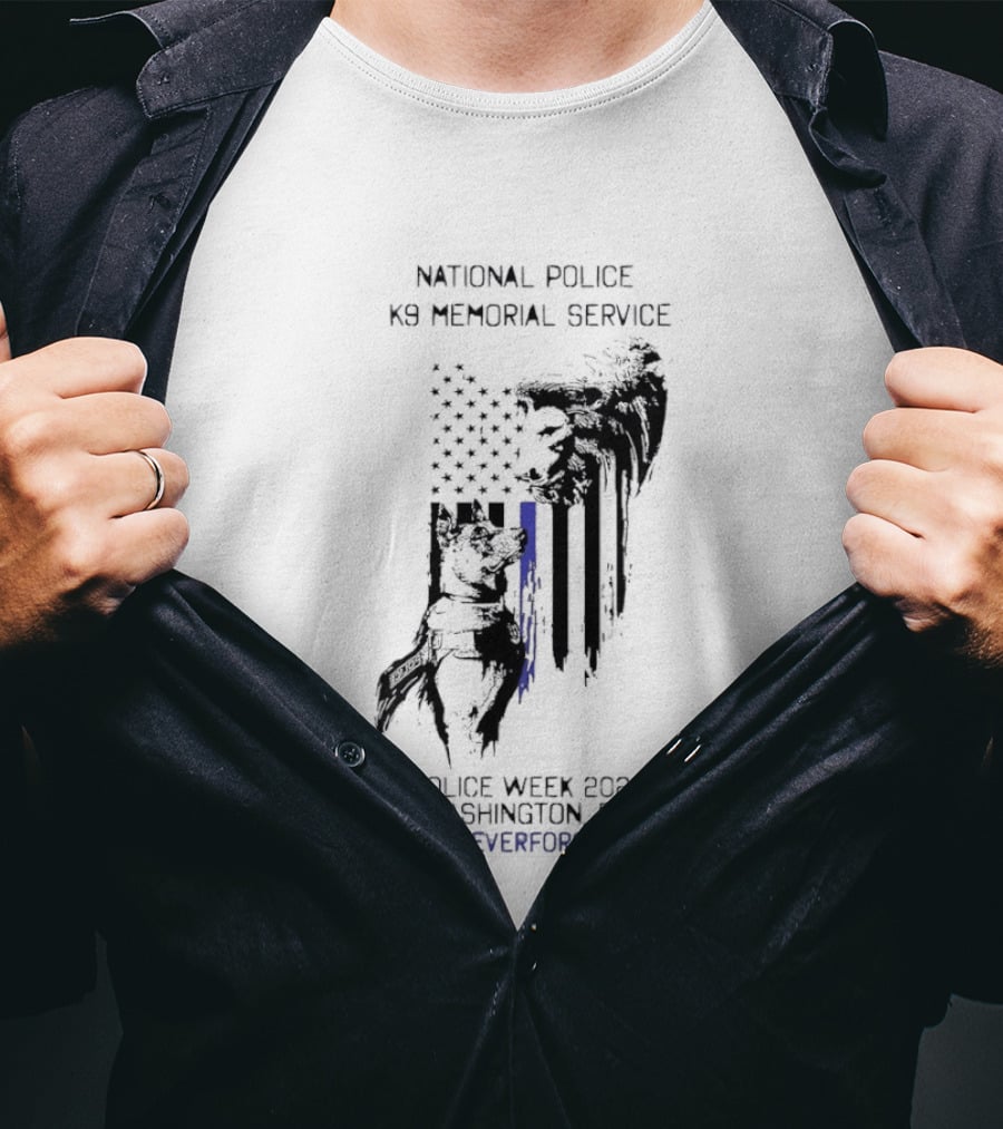 National Police Dog Memorial Service Police Week 2023 Washington DC #NeverForget T-Shirt